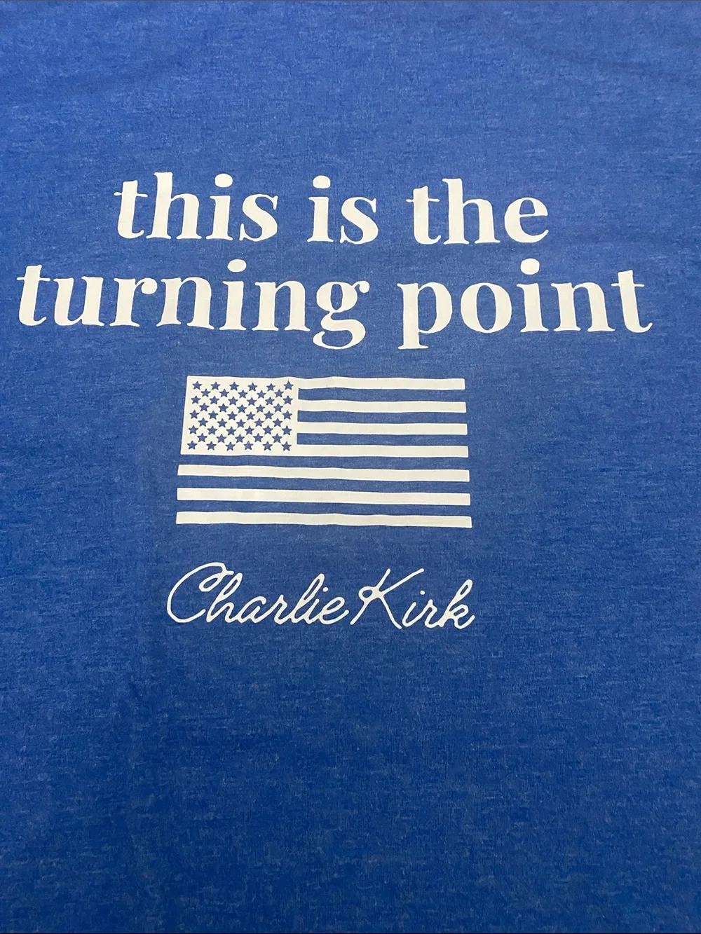 This Is The Turning Point Charlie Kirk Blue Graphic Tee Size XL Unisex